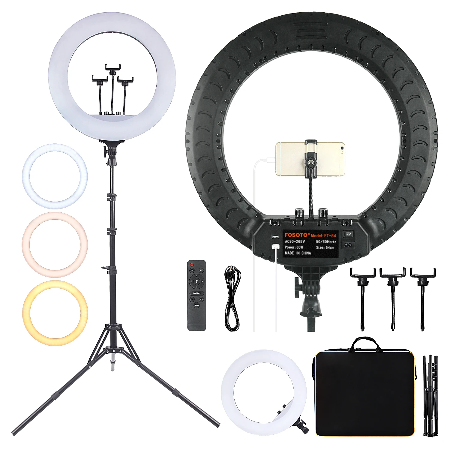 Fosoto Ft-54 21 Pollici Led Ring Light Photography Lamp Camera Phone Ringlight Makeup Video Ring Lamp Con Treppiede Per Youtube