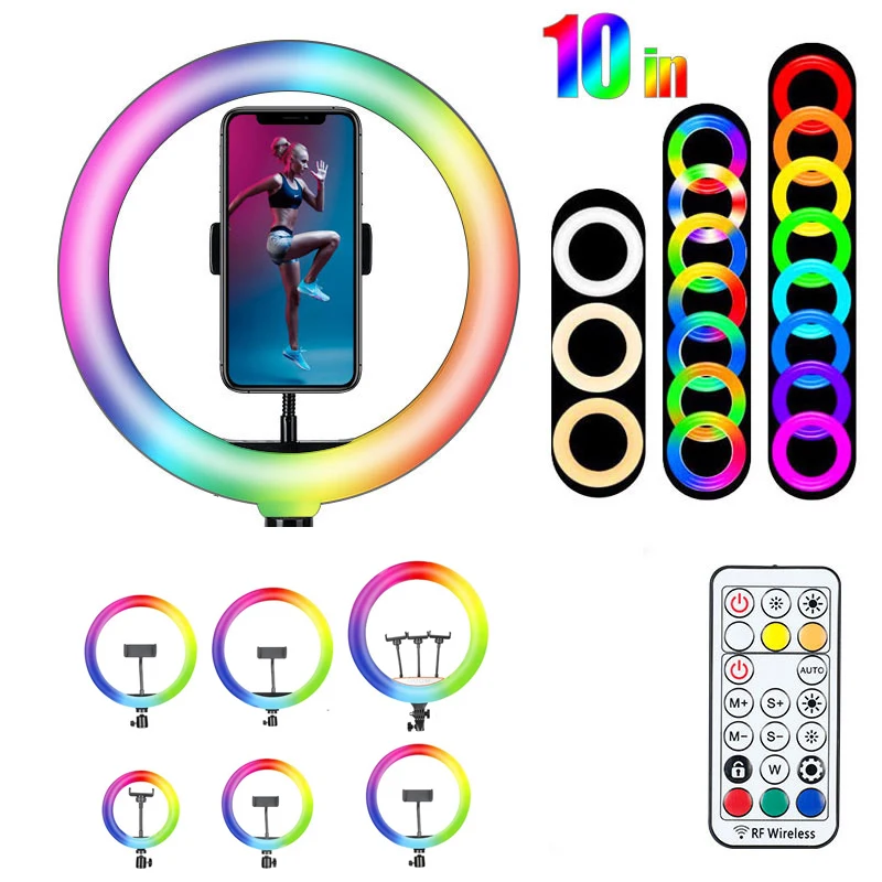 Rgb Ring Light 14 Pollici 12 Pollici 10 Pollici Selfie Light Ring Con Supporto Per Telefono, Telecomando, Dimmerabile Led Desk Ringlight 29 Colori