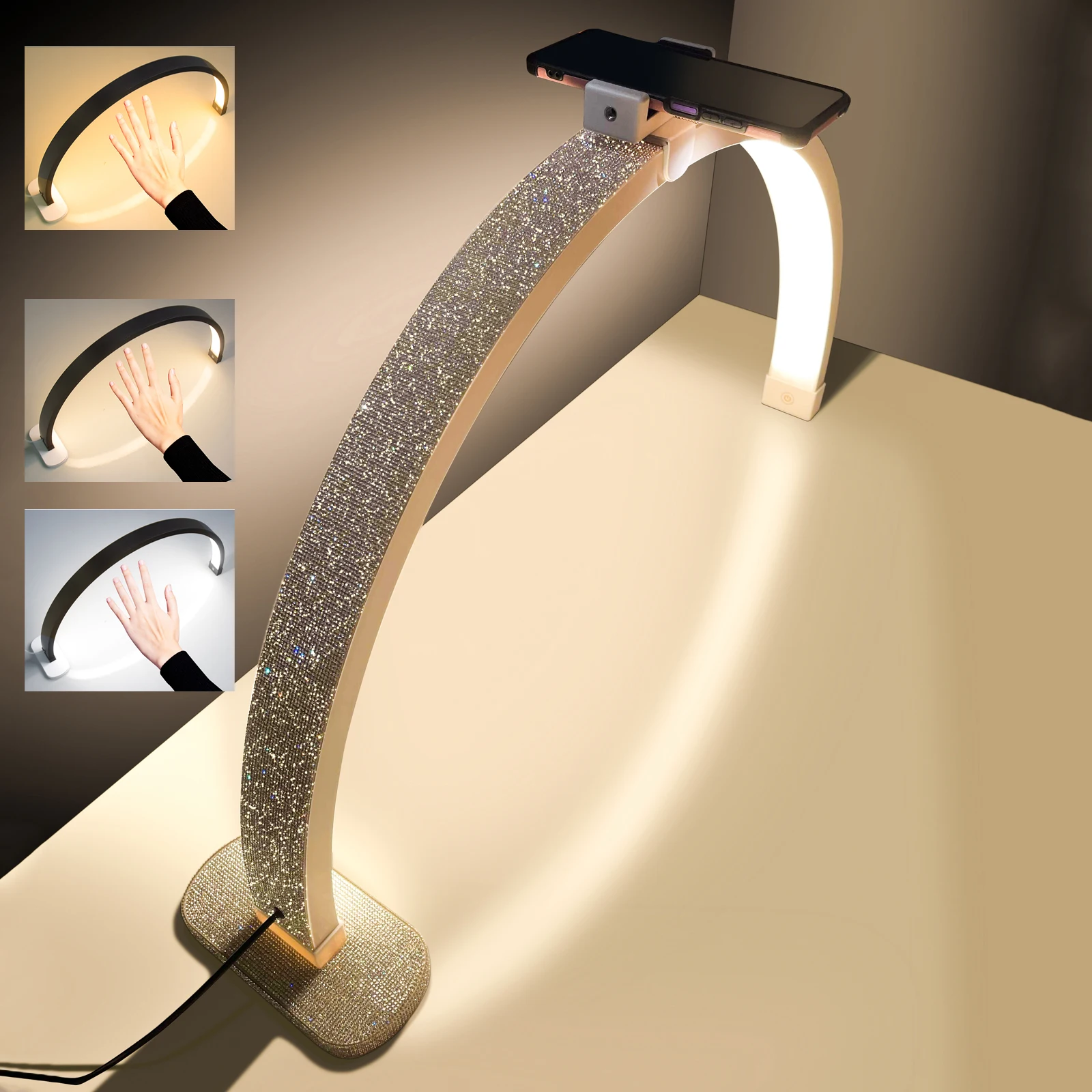 Fusitu 40W Arch Table Nail Lamp White Diamond Led Half Moon Light Shaped Nails Care Kit Desktop Arch Ring Luci A Led Per La Bellezza