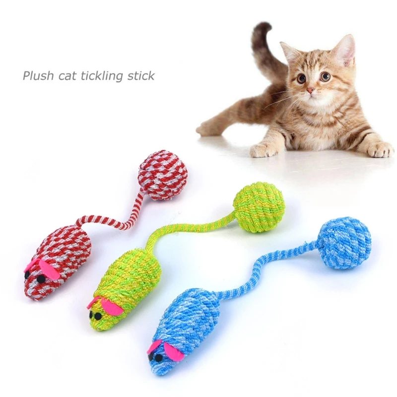 3 Pcs Cute Mouse Giocattolo Interattivo Falso Mouse Pet Toy Tessuto Mouse Tail Ball Squeaker Sound Toy Dropshipping Resistente Allo Strappo