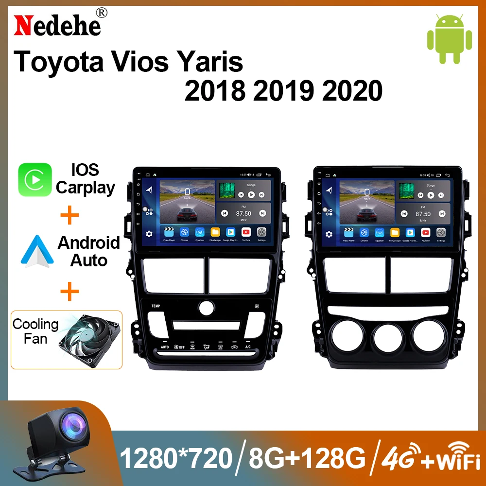 2 Din Autoradio Android Carplay Per Toyota Vios Yaris 2018 2019 2020 Lettore Multimediale Stereo 2Din Navigazione Gps Unità Principale Dsp