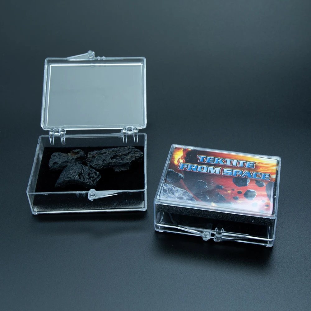 1 Scatola Frammento Di Meteorite Nero Tektite Meteor Dal Campione Spaziale Pietra Naturale Educazione Per Bambini Minerale Grezzo