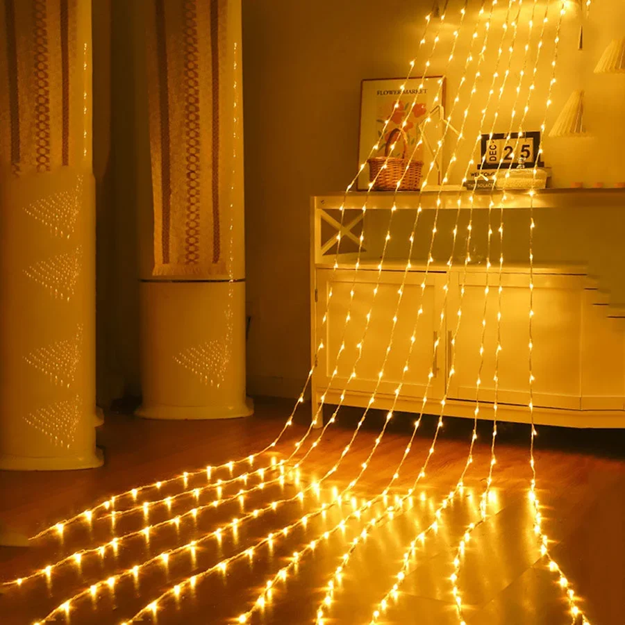 Impermeabile 3X2M/3X3M/6X3M Led Waterfall String Lights Party Christmas Waterfall Curtain Icicle Light Meteor Shower Rain Light