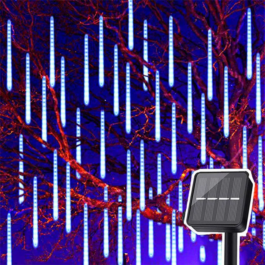 Solar Meteor Shower Light Outdoor Solar Powered Falling Rain Light 8 Tube Solar Snowfall Christmas Light Per Holiday Party Decor