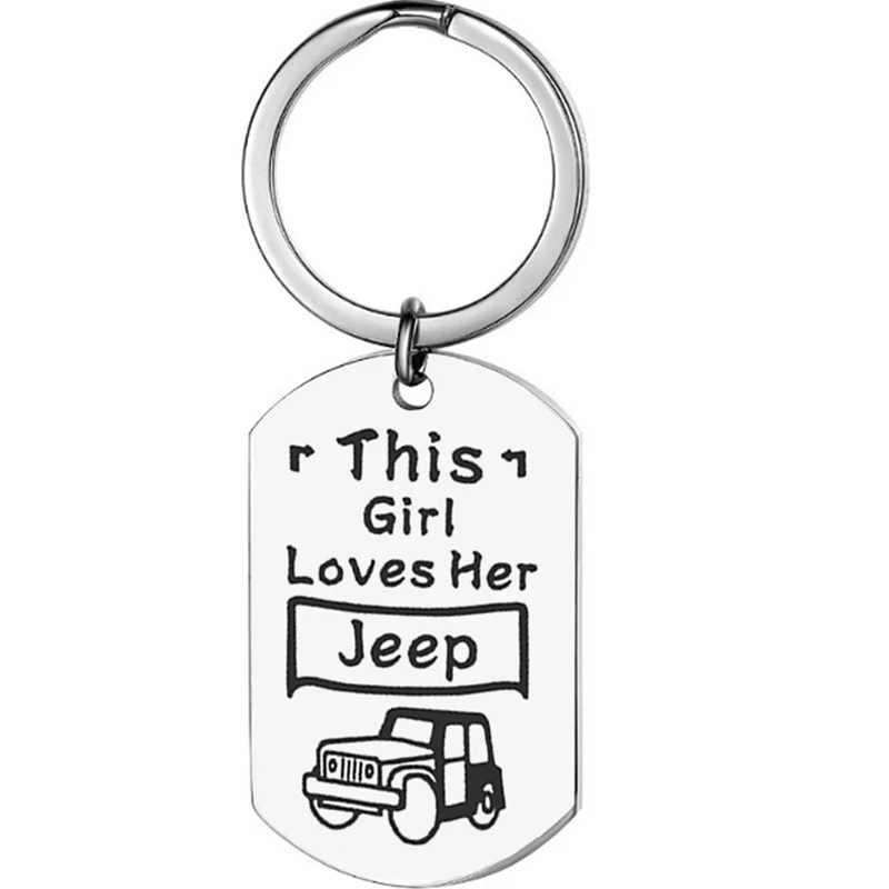 Portachiavi Amante Jeep Jeep Regalo Ragazza Acciaio Inossidabile Questa Ragazza Ama La Sua Jeep Dog Tag Portachiavi Jeep Wrangler Accessori Regalo