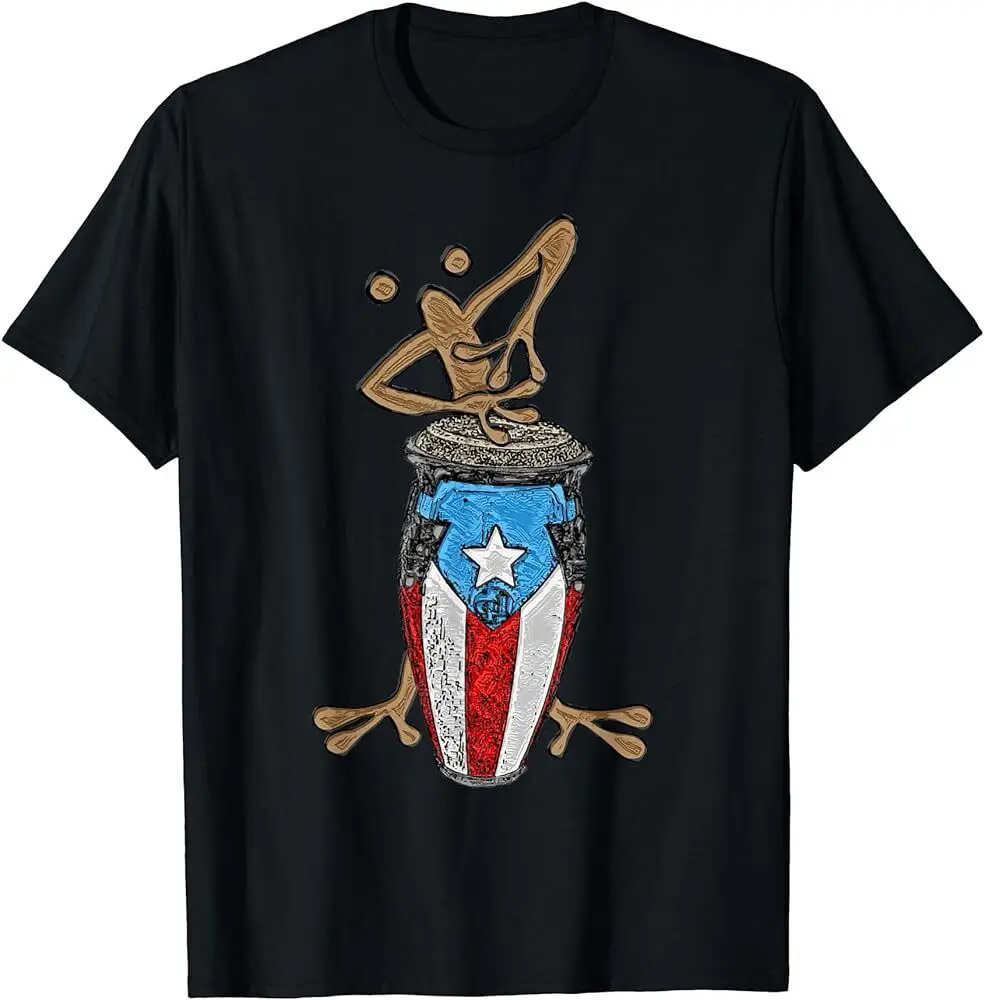 Coqui Taino Conga Boricua Maglietta Regalo Bandiera Portoricana Maniche Lunghe O Corte