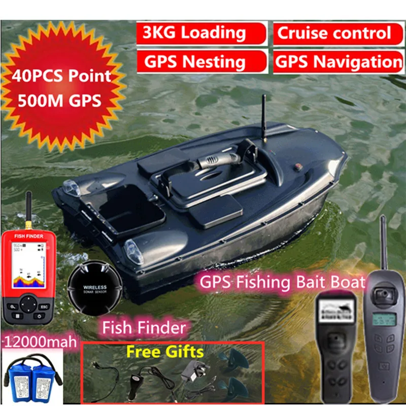 40 Pz Gps Point Fishing Bait Boat 500M 3Kg Carico Grande Tramoggia Cruise Control Batteria A Doppio Motore Navigazione Gps Nest Barca Da Pesca