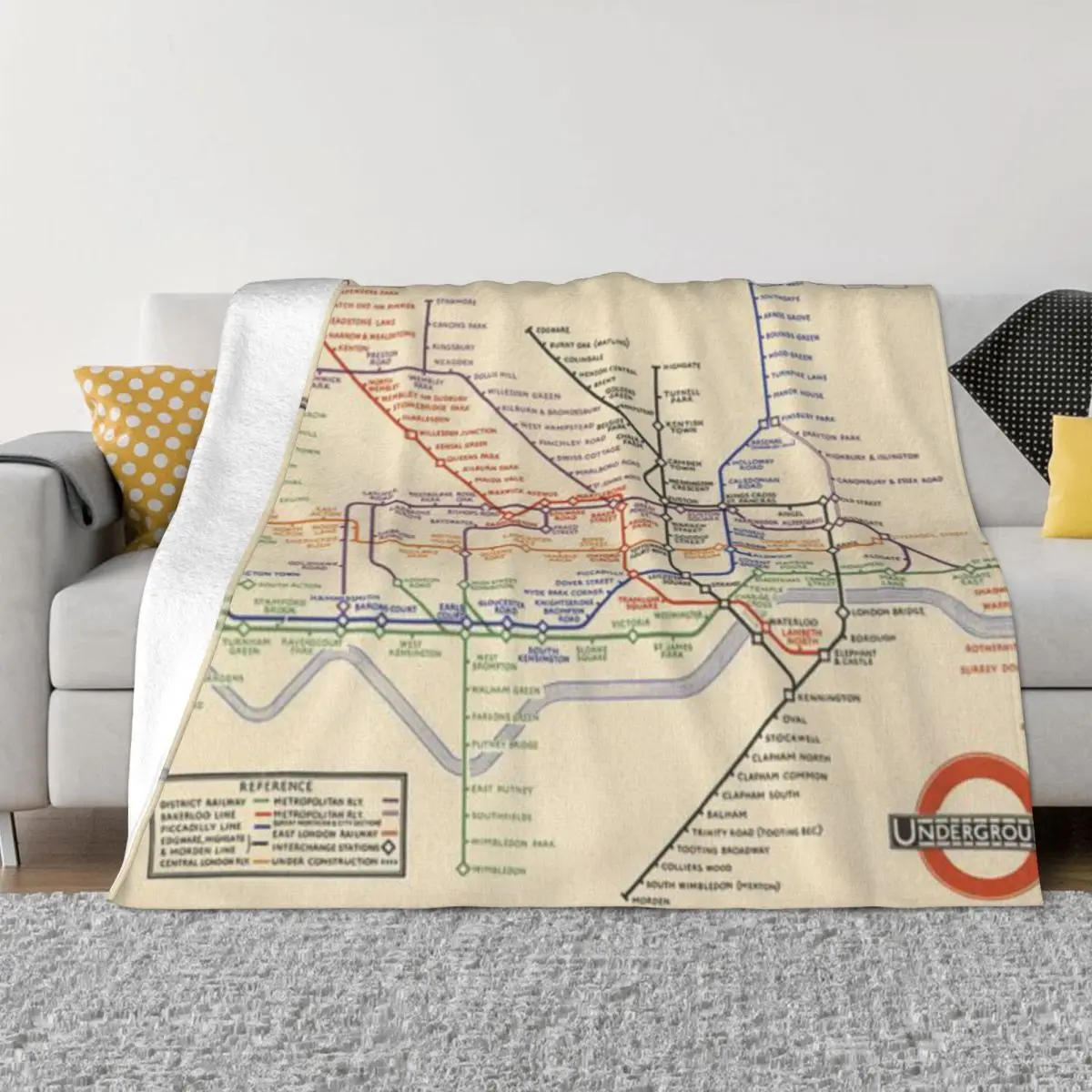 Mappa Della Metropolitana Di Londra Metropolitana Di Londra 1933 Mappa Storica Studio Coperta Grafiikka Copriletto Sul Letto Set Coperta Da Letto