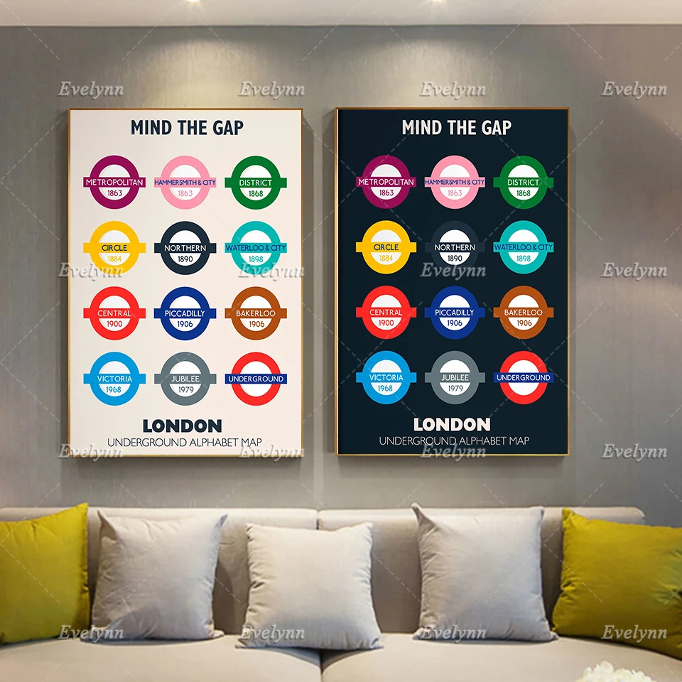 Poster Sotterraneo Di Londra, Mappa Dell'Alfabeto Della Metropolitana, Segno Della Metropolitana, Arte Del Tubo, Stampe D'Arte Da Parete Decorazioni P