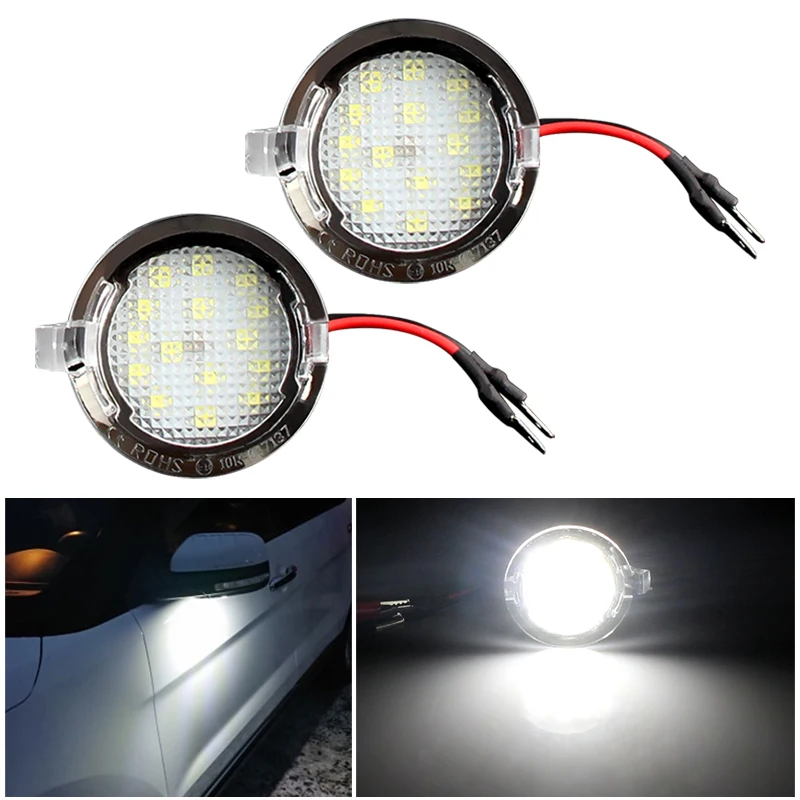 1Pair White Under Side Mirror Puddle Lights Per Ford F150 Raptor Edge Explorer Flex Fusion Lincoln Navigator Mark Lt Mkx Etc 12V