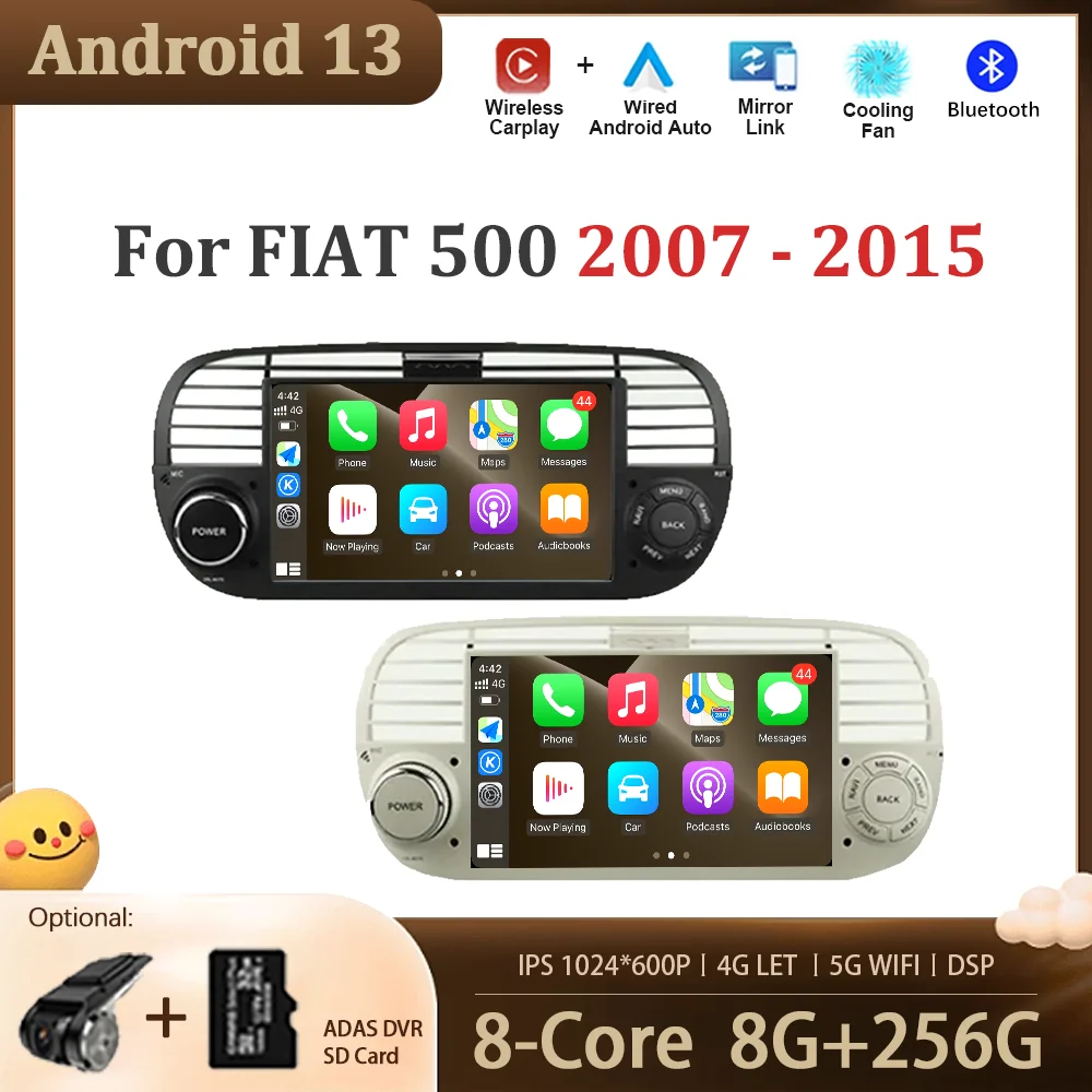 Android 13 Per Fiat 500 2007 - 2015 Auto Video Radio Car Multimedia Player Schermo Di Navigazione Gps Wifi Audio Dsp Stereo Bt Tools