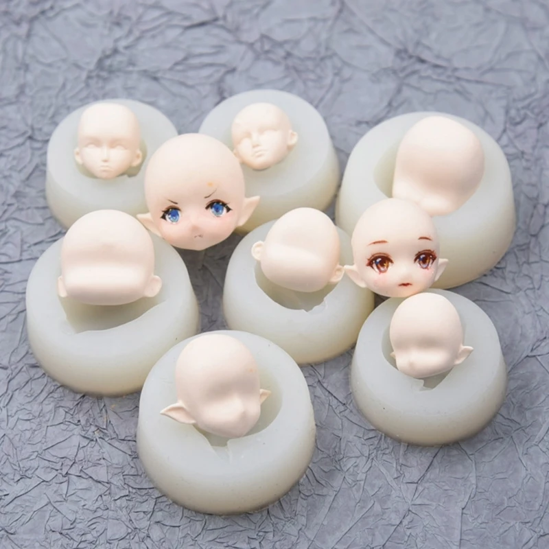 Elf Silicone Q Version Face Face Mold Argilla Ultraleggera Morbida Ceramica Face Mold Bjd Silicone Fairy Ears Baby Face