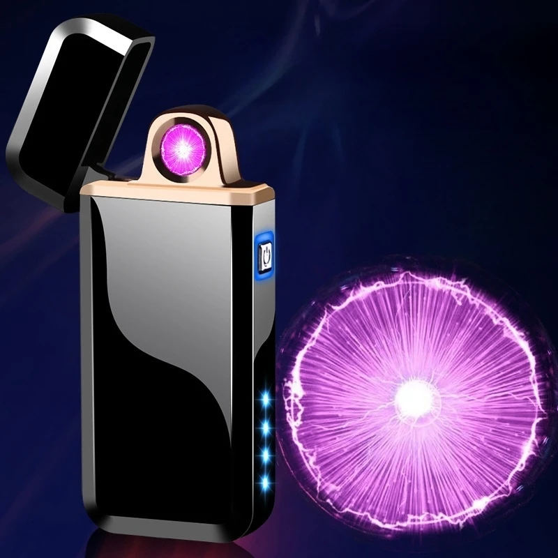 2023 Creative Hot Wheels Ring Electric Double Arc Usb Accendino Ricaricabile Outdoor Antivento Pulsante Fisico Accensione Regalo Da Uomo
