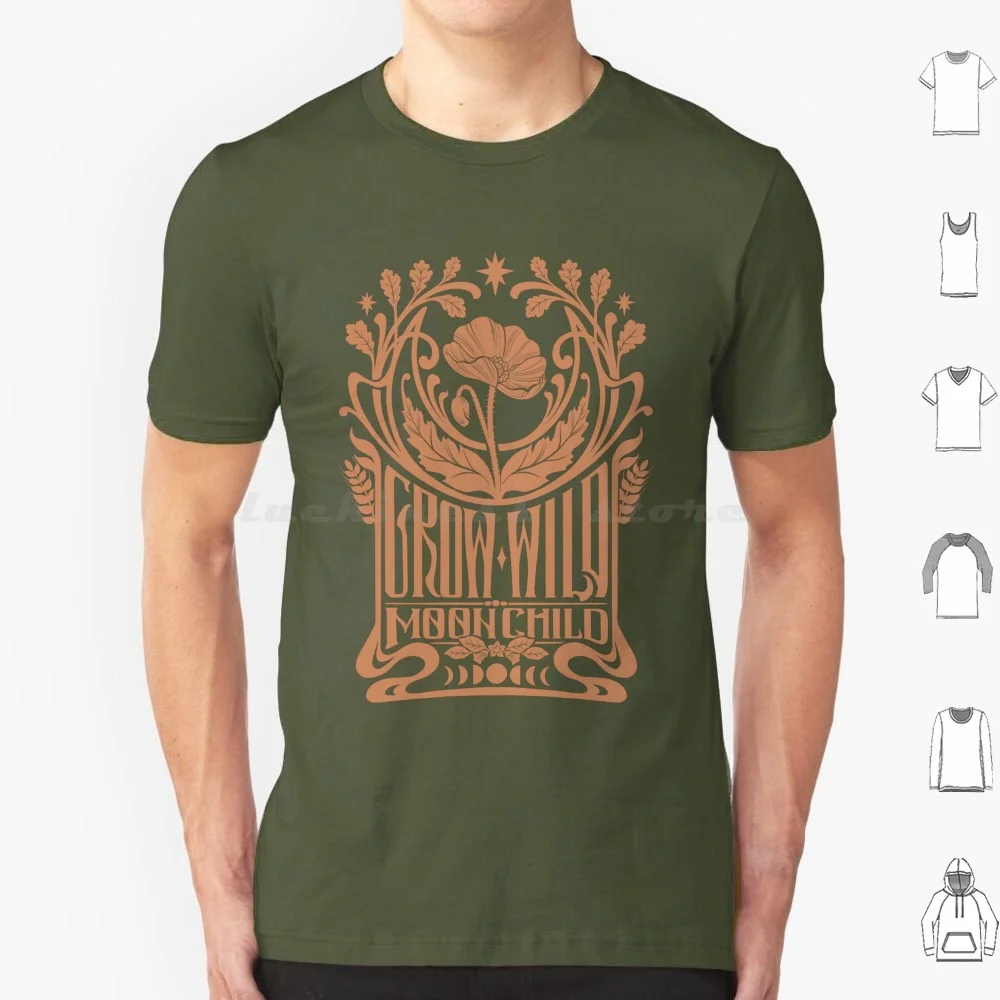 Grow Wild-Poppy T Shirt Big Size 100% Cotone Oppium Poppy Dollmaker Papaver Rhoeas Papaver Somniferum Witch Witches Wicca Pagan