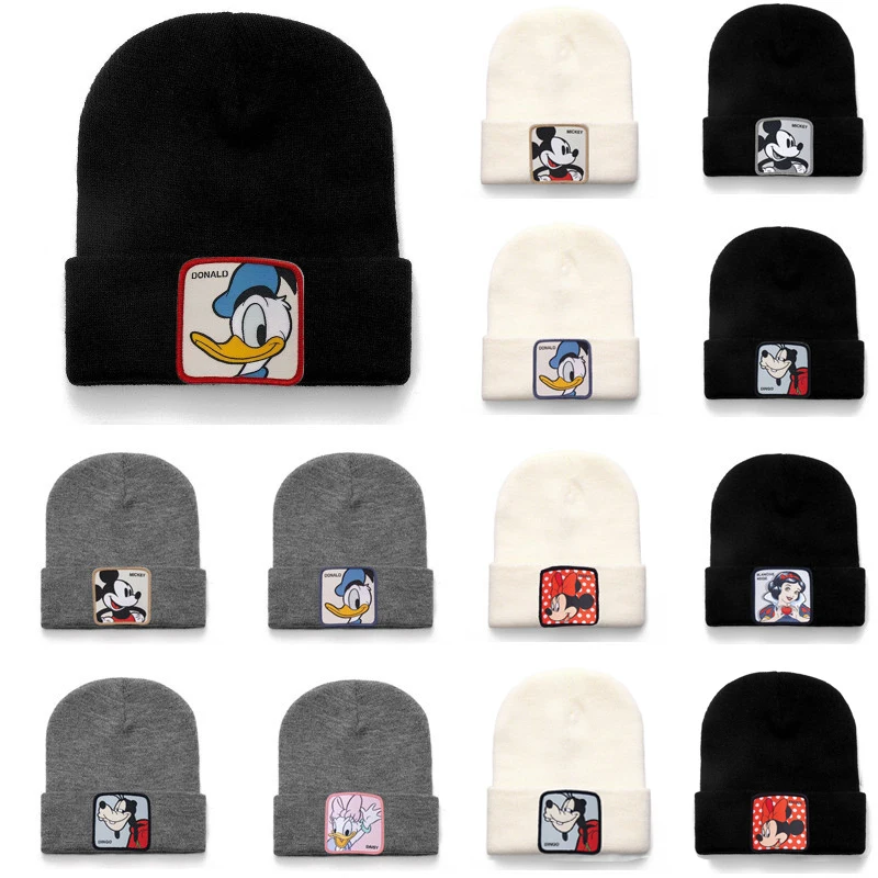 Disney Anime Hat Mickey Minnie Donald Duck Daisy Goofy Goof Cappello Lavorato A Maglia Anime Cartoon Stampato Autunno E Inverno Berretti Caldi