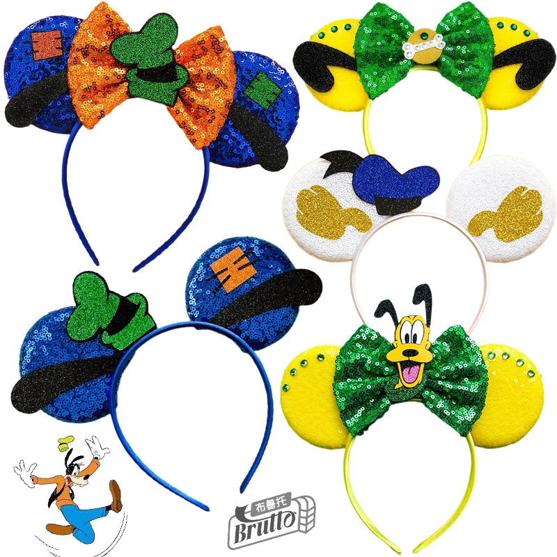 Disney Pluto Ears Fasce Per Le Donne Carnival Cosplay Goofy Hat Hairband Girls Paillettes Bow Bone Accessori Per Capelli Regalo Per Bambini Adulti
