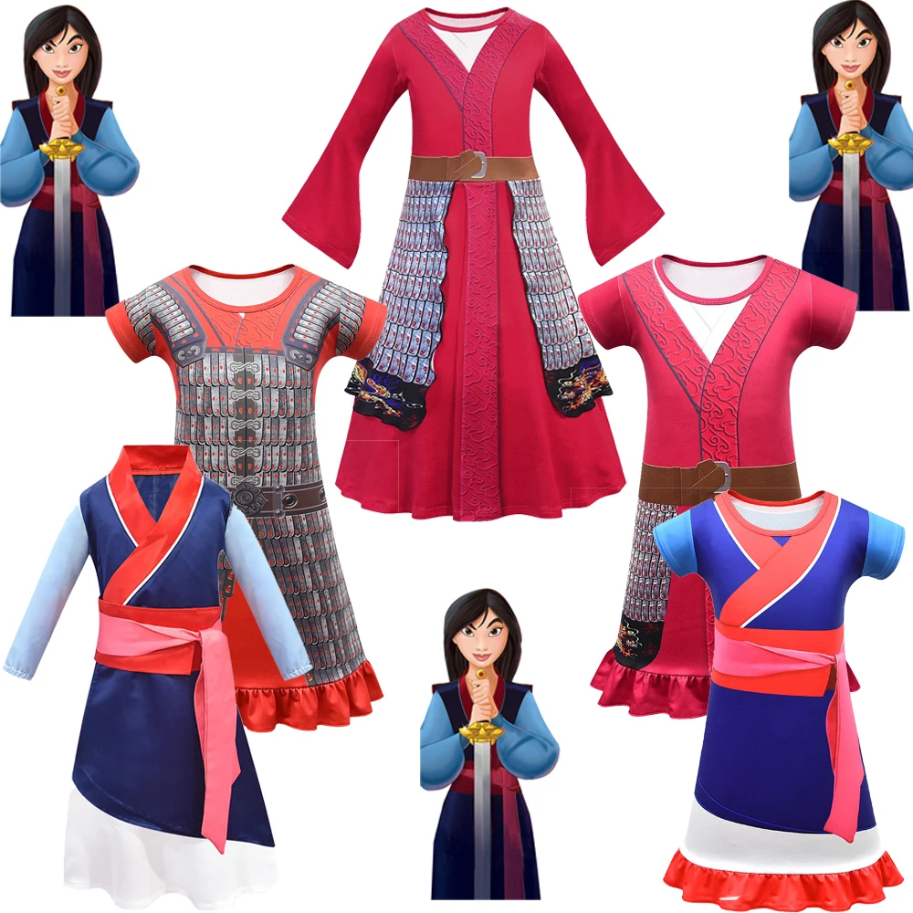 Nuovi Film Halloween Child Hua Mulan Costume Christmas Girls Mulan Dress Bambini Abiti Tradizionali Cinesi