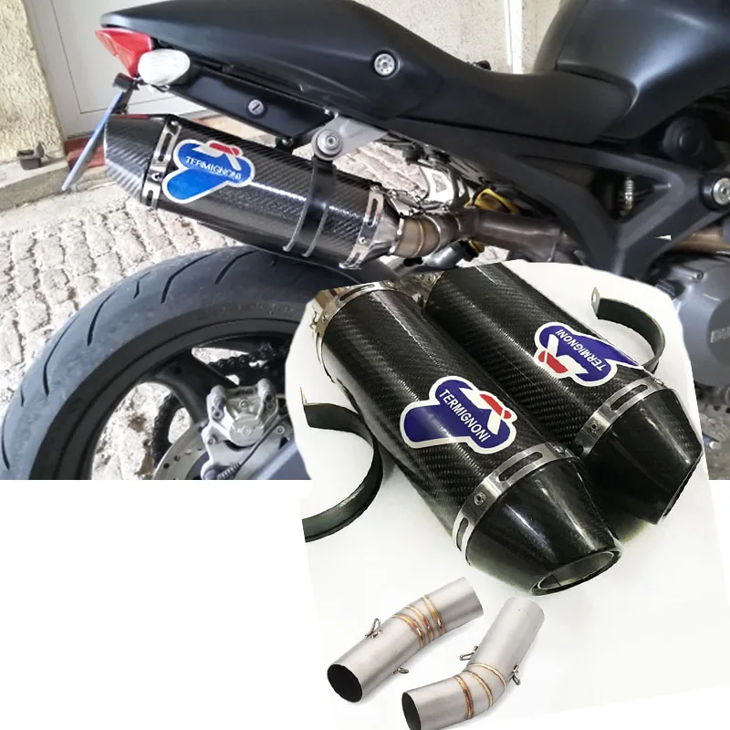 Slip Di Scarico Per Ducati 696 795 796 848 Moto Per Termignoni Marmitta Di Scarico Tubo Sistema Completo Tubo Centrale Con Db Killer