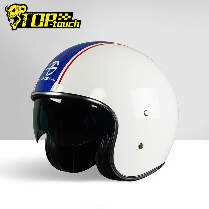 Casco Moto Retro Vintage Casco Moto Open Face Scooter Moto Racing Riding Abatible Casco Protettivo Con