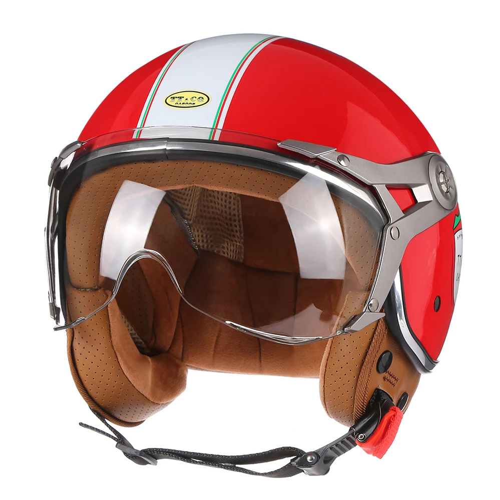 Dot Approved Scooter Bike Helmet Moto Vintage Racing Casco Moto Open Face Double Lens Dirt Bike Casco Leggero Cascos
