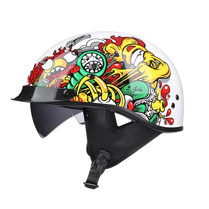 Classico Casco Moto D'Epoca Retro Scooter Casco Mezzo Casco Moto Casco Moto Capacete Moto Casco Casco Di Guida Per Gli Uomini
