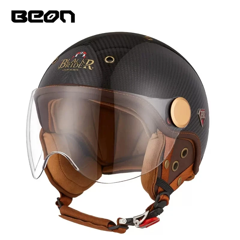 Beon Br13 Retro Mezzo Casco In Fibra Di Carbonio Open Face Moto Casco Vintage Casque Moto Casque Casco Capacete