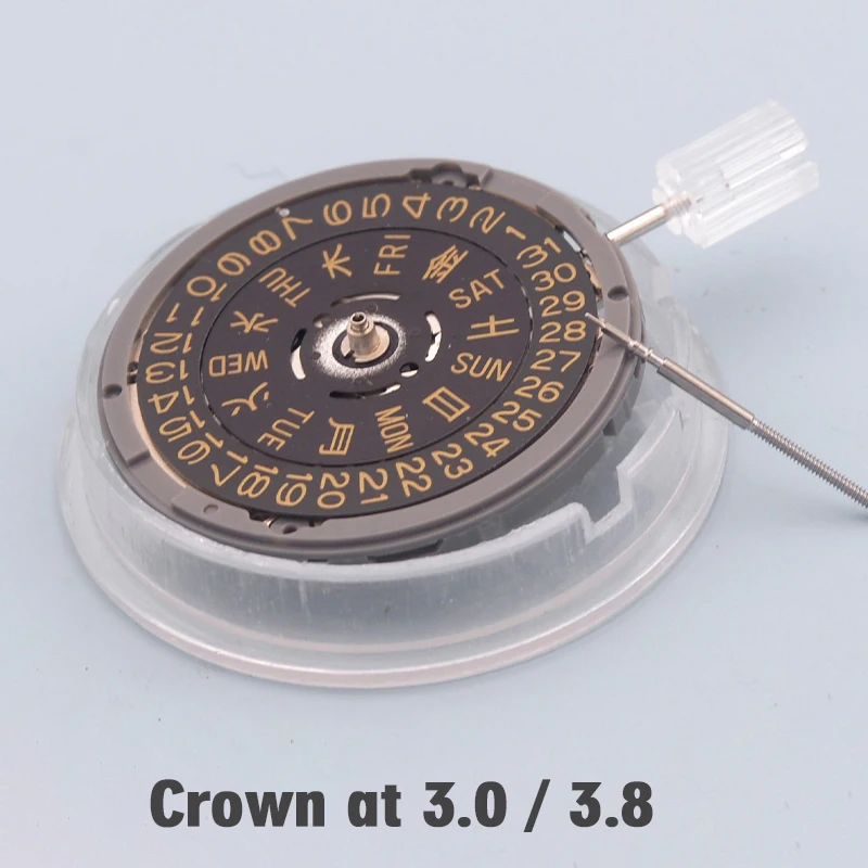 Giappone Seiko Nh36 Nh36A Kanji Movement Crown At 3.0/3.8 Oclock Watch Machinery Automatic Gold Date Dial Watch Repair Movement