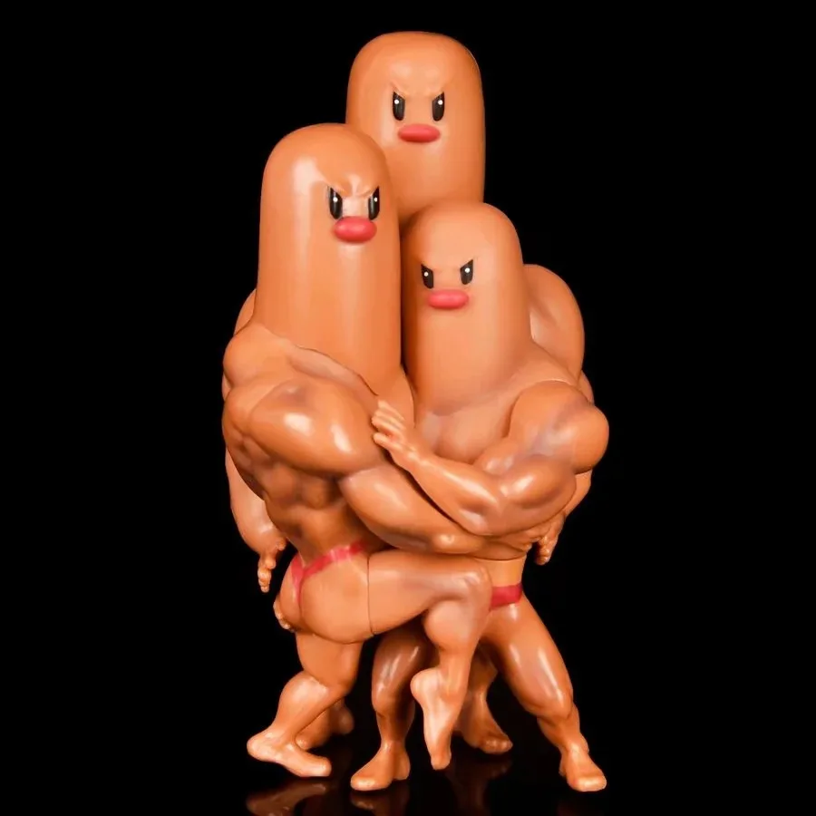 14Cm Pokemon Muscle Three Brothers Maschio Anime Diglett Q Version Statue Action Figures In Pvc Modello Da Collezione Giocattoli In Scatola Per Regali
