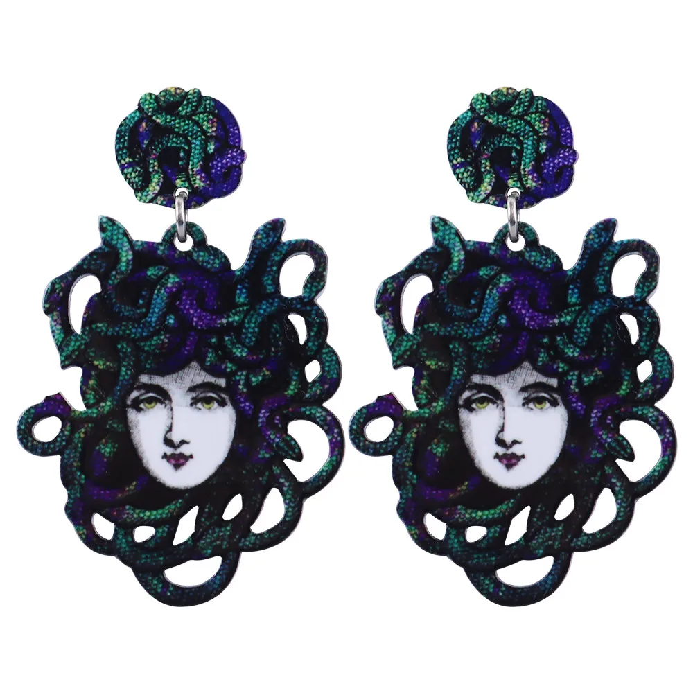Devil Medusa Snake Head Orecchini Acrilici Per Le Donne Cool Mitologia Gorgon Snake Hair Orecchini Pendenti Gioielli Gotici Regali
