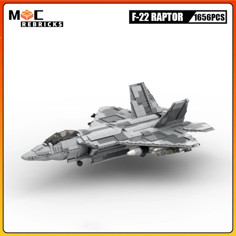 Idee Tecniche Militari Serie Assembly Building Blocks Moc Stealth Fighter F22 Raptor Model Bricks Toys For Boys Holiday Gift