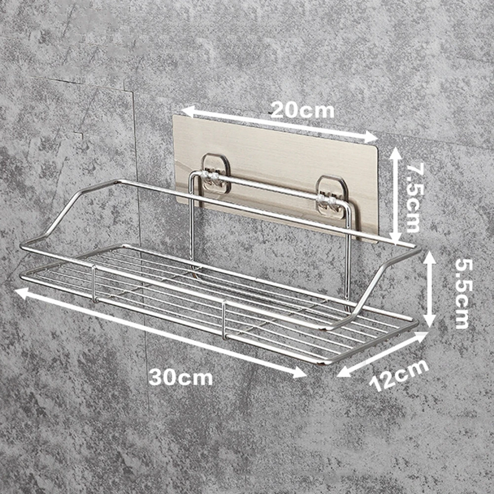 25Cm 35Cm Rak Penyimpanan Kamar Manddi Baja Tahan Karat Dapur Bebas Lubang Rak Penyimpanan Gantung Dinding Toilet Kamar Mandi