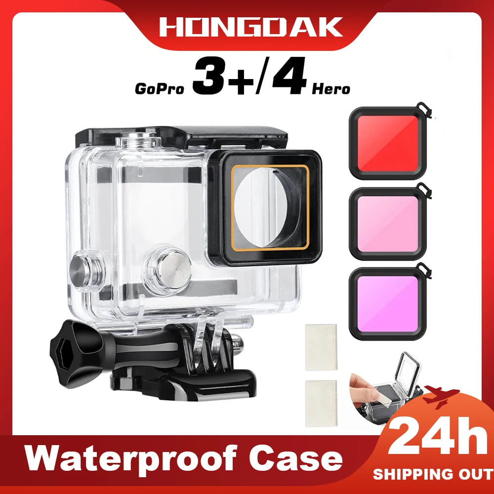 Per Gopro Hero4 3 + Custodia Impermeabile Custodia Subacquea Custodia Protettiva Per Go Pro4 3 + Custodia Gopro4 Accessori Per Filtri A Conchiglia