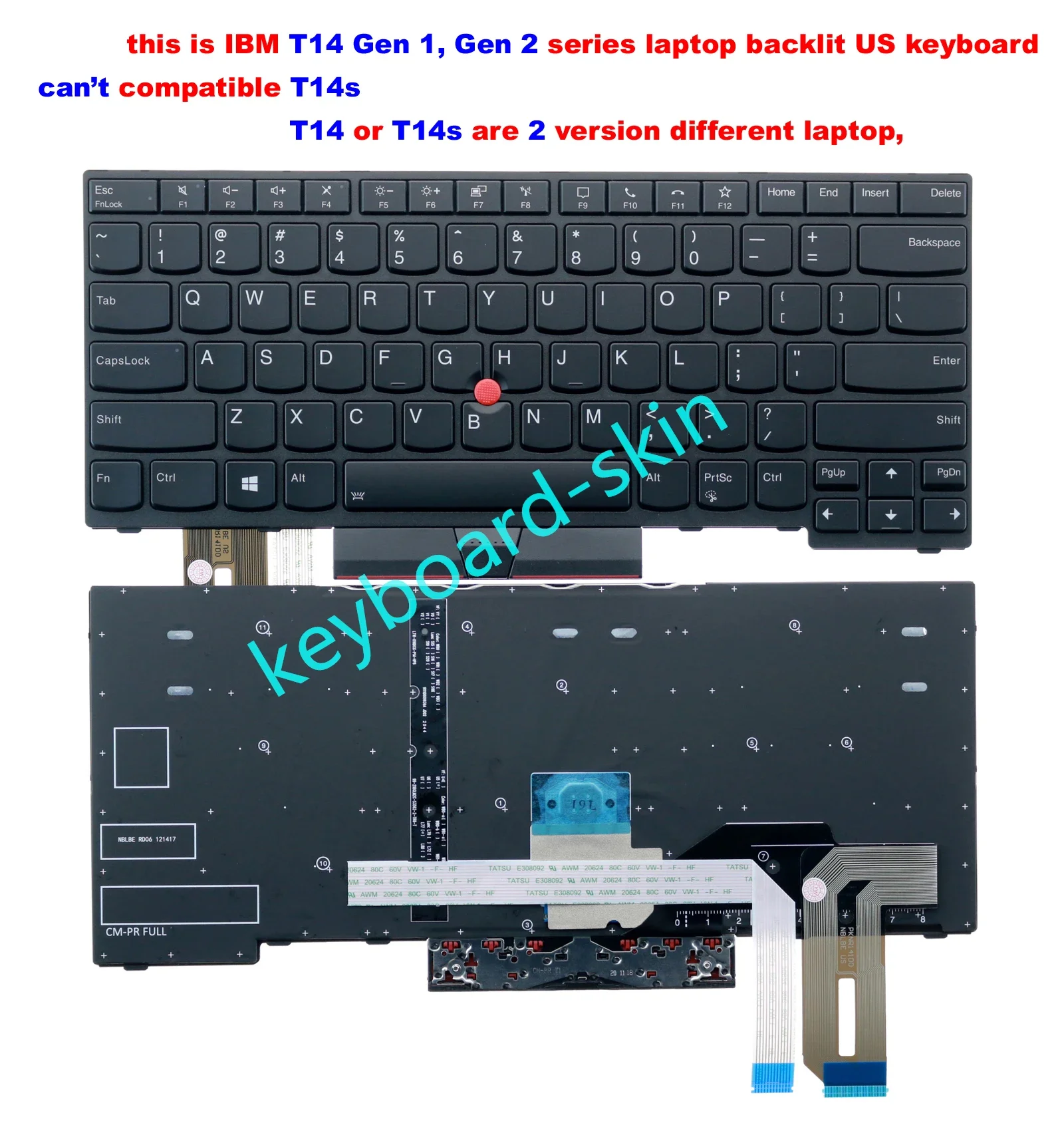 Nuova Tastiera Retroilluminata Americana Per Laptop Lenovo Ibm Thinkpad P14S T14 T14 Gen 1,T14 Gen 2 (Non Compatibile T14S Gen 1,Gen 2)