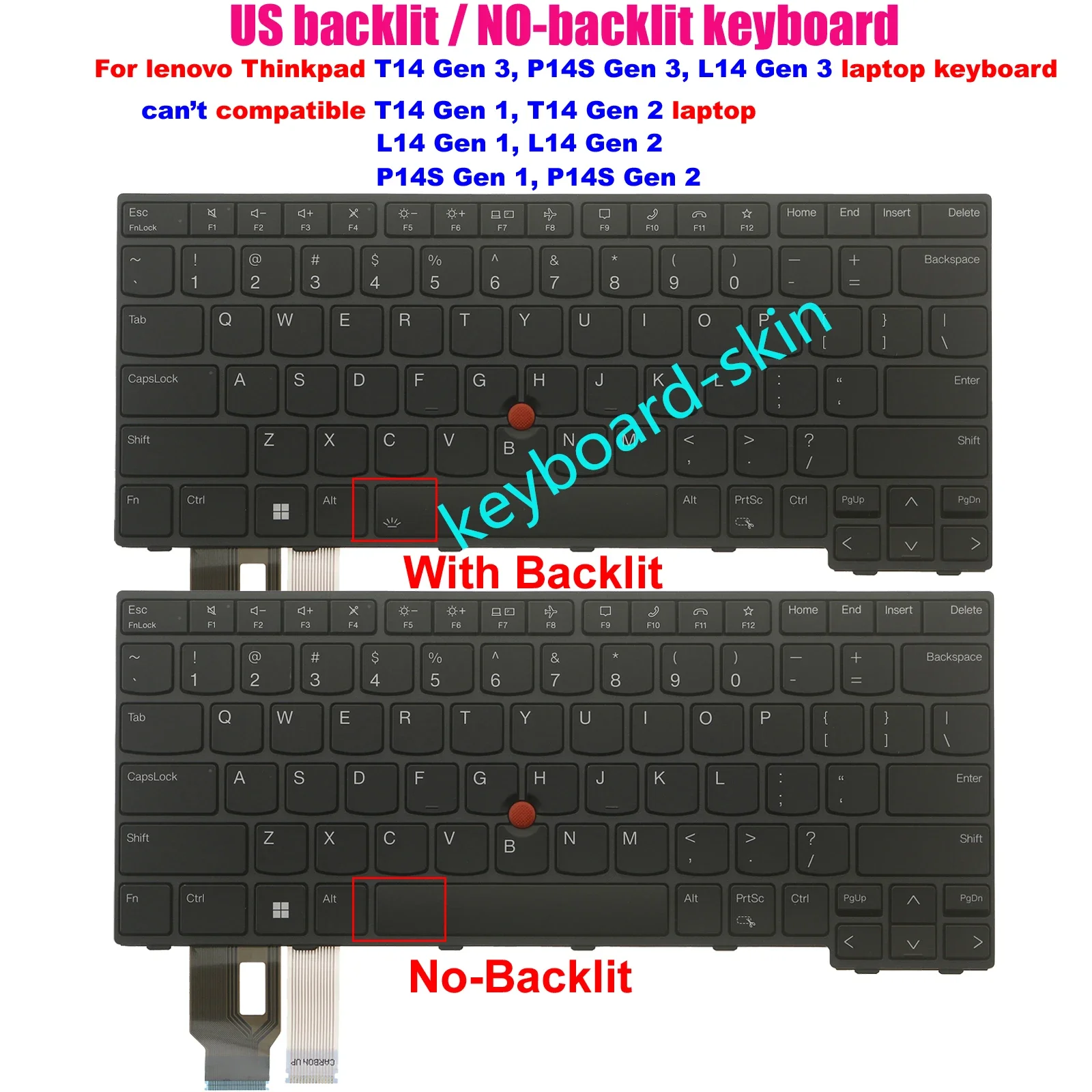 Nuova Tastiera Retroilluminata/Non Retroilluminata Americana Per Laptop Ibm Lenovo Thinkpad L14 Gen 3,T14 Gen 3,P14S Gen 3