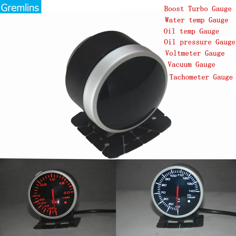 2.5 "62Mm Led Doppio Display Boost Turbo Gauge Temp. Acqua Temp. Olio Pressione Olio Voltmetro Vuoto Aria Carburante Contagiri Indicatore Auto