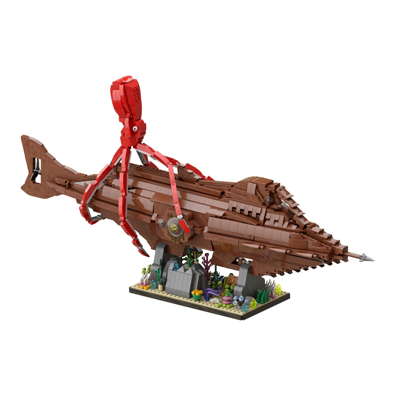 Moc Submarine Legs Under The Sea Ship Nautilued Building Blocks Set 20000 Leaguesed Captain Nemo Boat Vessel Bricks Giocattoli Per Bambini