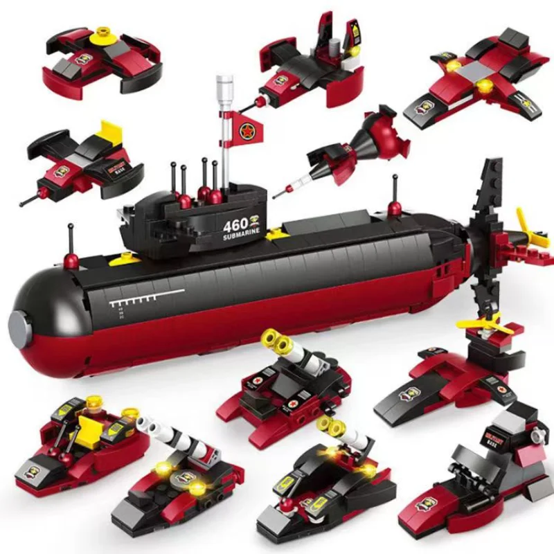 Military Nuclear Submarine Navi Navi Building Blocks Fai Da Te Fighter Figure Mattoni Giocattoli Educativi Per Bambini Ragazzi Regalo
