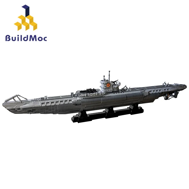 Buildmoc War Ii U-Boat Type Viic Submarine Ship Building Block Set World Warship Boat Brick Toy Bambini Compleanno Regalo Di Natale
