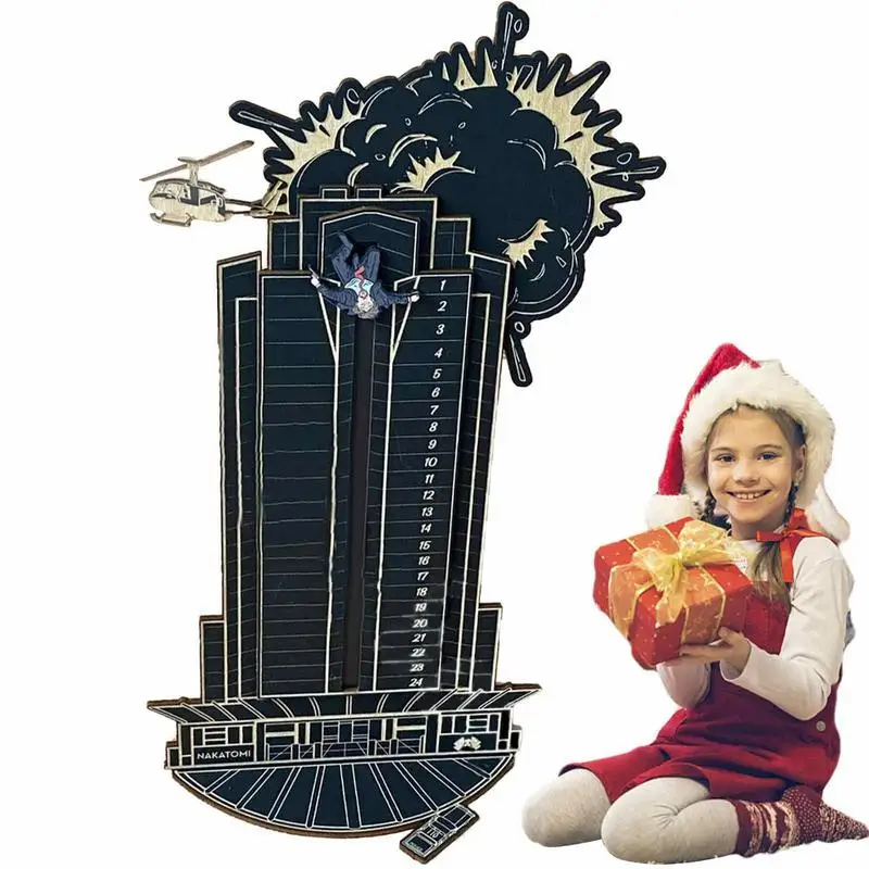 Die Hard Advent Calendar Christmas Wooden Christmas Tough Guy 24 Giorni Conto Alla Rovescia Hans Gruber Falling Off Christmas Decor For Kids