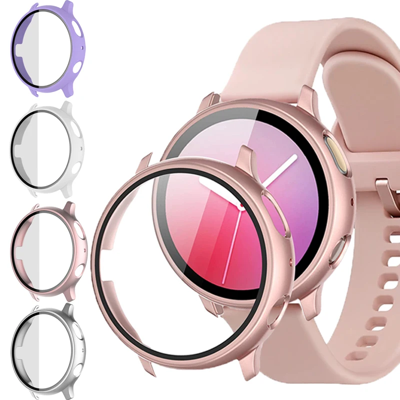 Vetro + Custodia Per Samsung Galaxy Watch Active 2 44Mm/40Mm All Around Cover Paraurti Protezione Dello Schermo Galaxy Watch Active 2 44Mm 40Mm