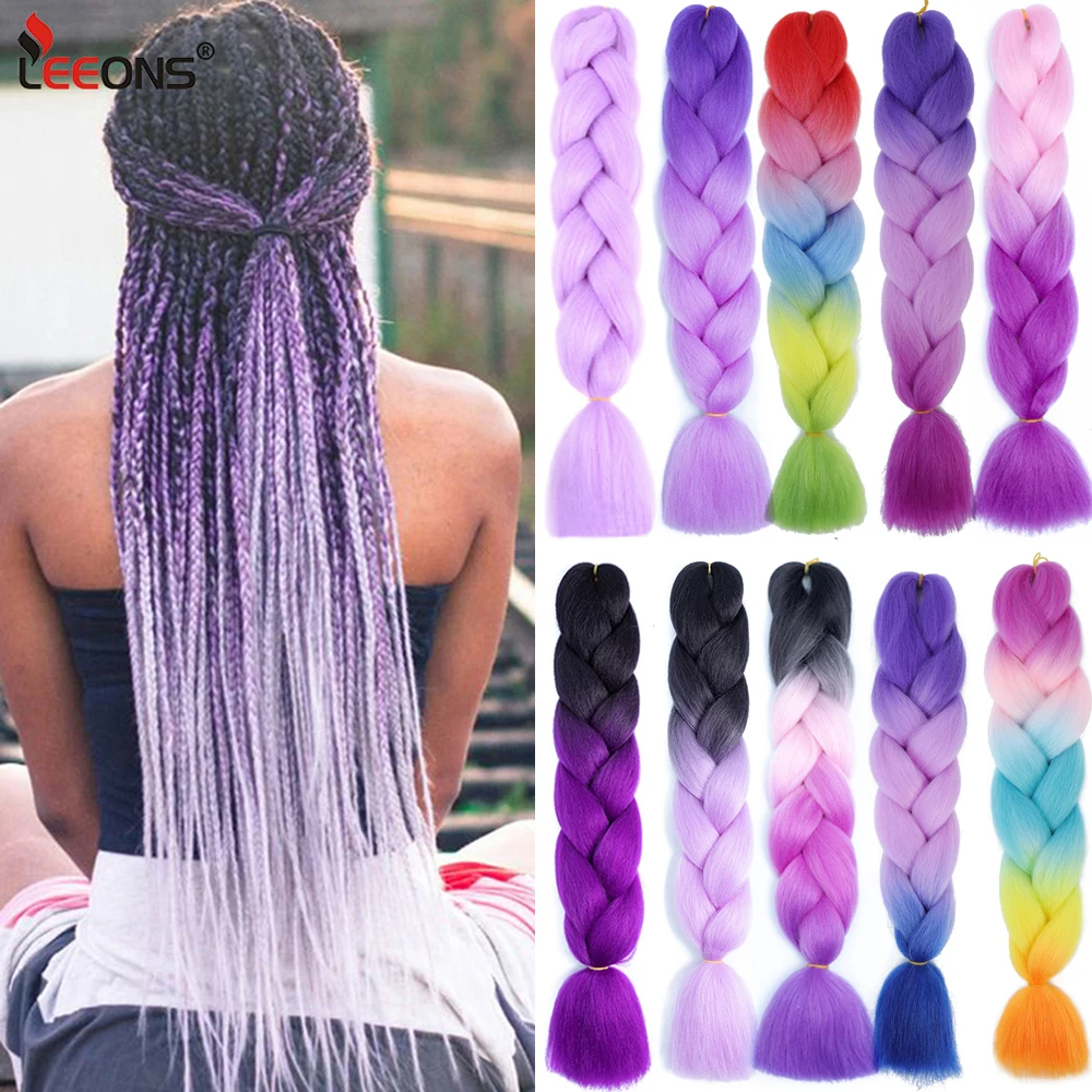 24 ''100G Intrecciare I Capelli Jumbo Sintetici Ombre Estensioni Dei Capelli Arcobaleno Festival Jumbo Crochet Hair Weaving Box Trecce Posticci