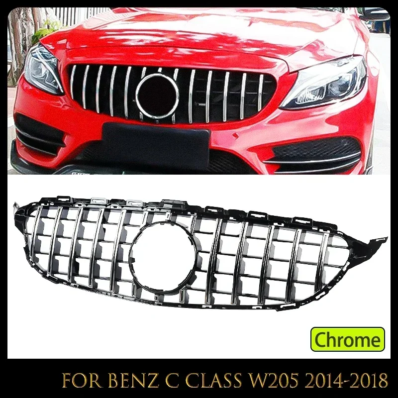 Griglia Paraurti Anteriore Stile Gt W205 Grill 2015 2016 2017 2018 Amg Panamericana Grill Accessori Auto Tuning Per Mercedes Benz