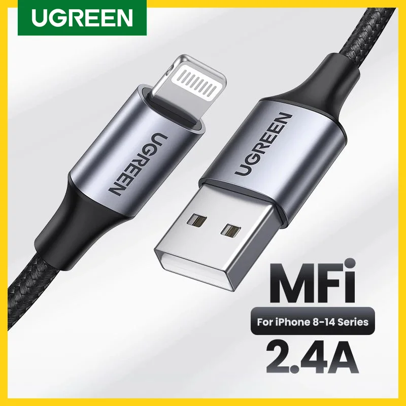Cavo Lightning Usb Ugreen Mfi Per Iphone 2.4A Ricarica Rapida Usb A Per Cavi Di Illuminazione Per Ipad Iphone 11 13 12 14 Pro Max Cable