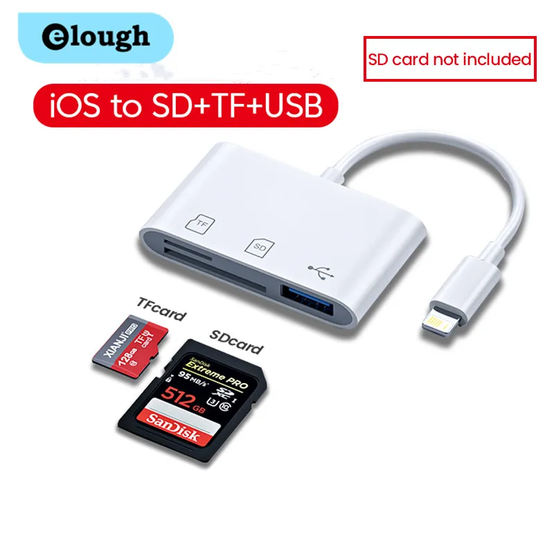 Per Iphone Multi Card Reader Per Lettori Di Schede Di Memoria Da Lightning A Usb Sd Tf Supporto Ios14 Per Iphone 14 13 12 11 Adattatore Di Tipo C