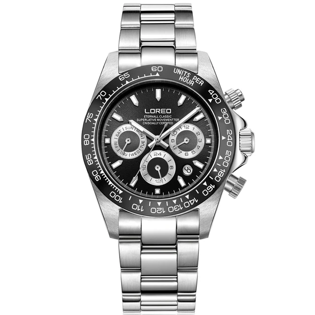 Loreo Mens Automatic Watches Men Pilot Watch Luxury 200M Impermeabile Self Wind Orologio Da Polso Meccanico Sapphire Week Date 24 Ore