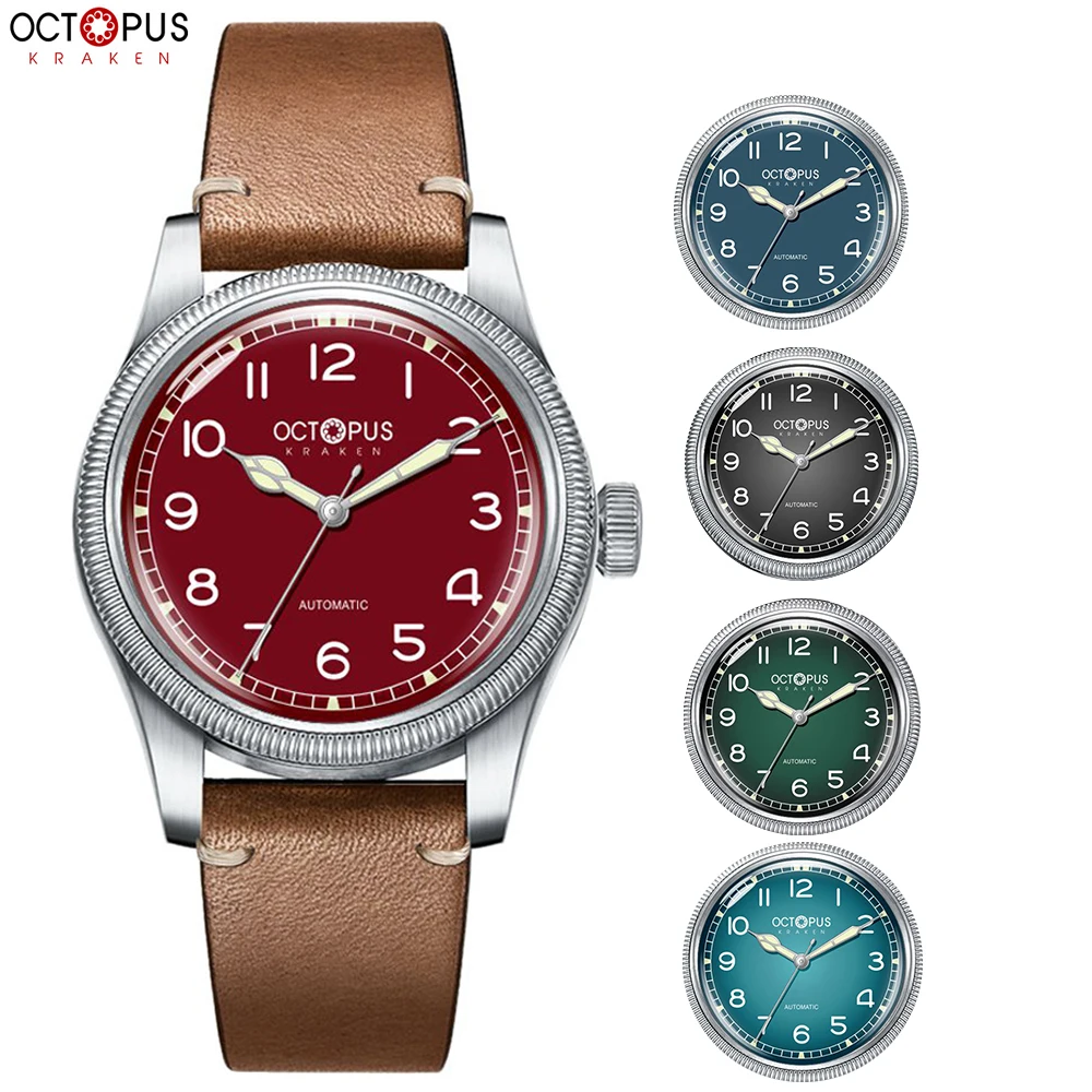 Octopus Kraken Pilot Men Orologi Swiss Super Luminoso Impermeabile 100M Pt5000 Movimento Automatico Orologio Meccanico Vintage Reloj