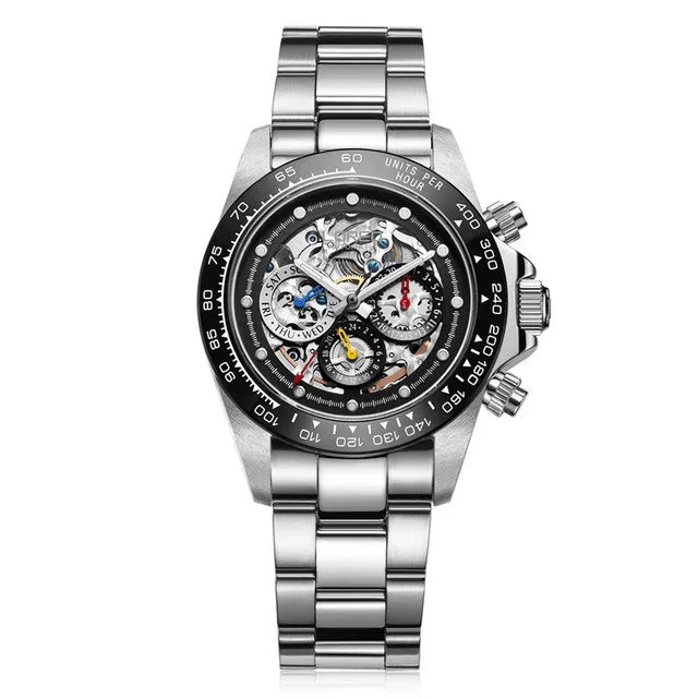 Loreo Orologi Automatici Da Uomo Orologio Da Pilota Da Uomo Quadrante Scheletro 200M Orologi Da Polso Meccanici Impermeabili Zaffiro Settimana Data 24