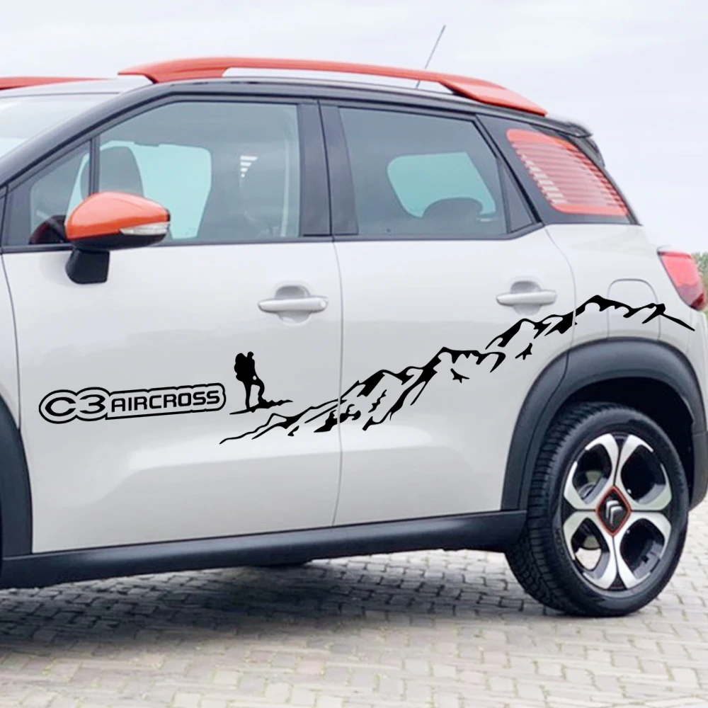2 Pezzi Adesivi Laterali Per Portiera Dell'Auto Per Citroen C3 Aircross Mountain Climbing Grafica Decalcomanie Per Pellicole In Vinile Auto Suv Tuning