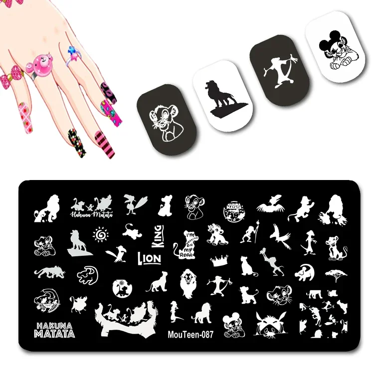 Disney 2022 New Cartoon Lionet Nail Art Template Nail Lion Nail Stamping Plates Animated Figure Nail Stencil #087