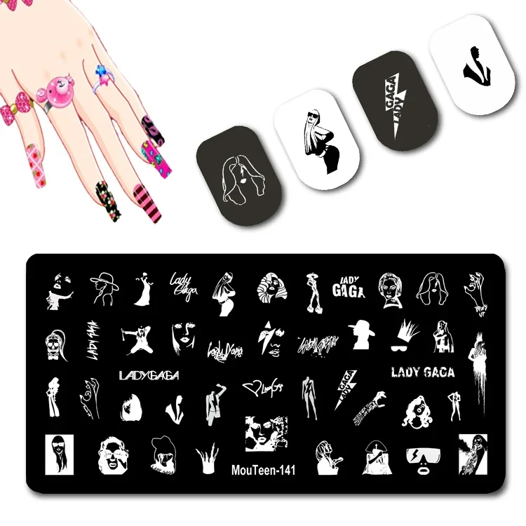 A Lady Stamping Plate Mouteen-141 Famous Singer Stamping Plate Pop Music Figure Nail Stamp Plates #141